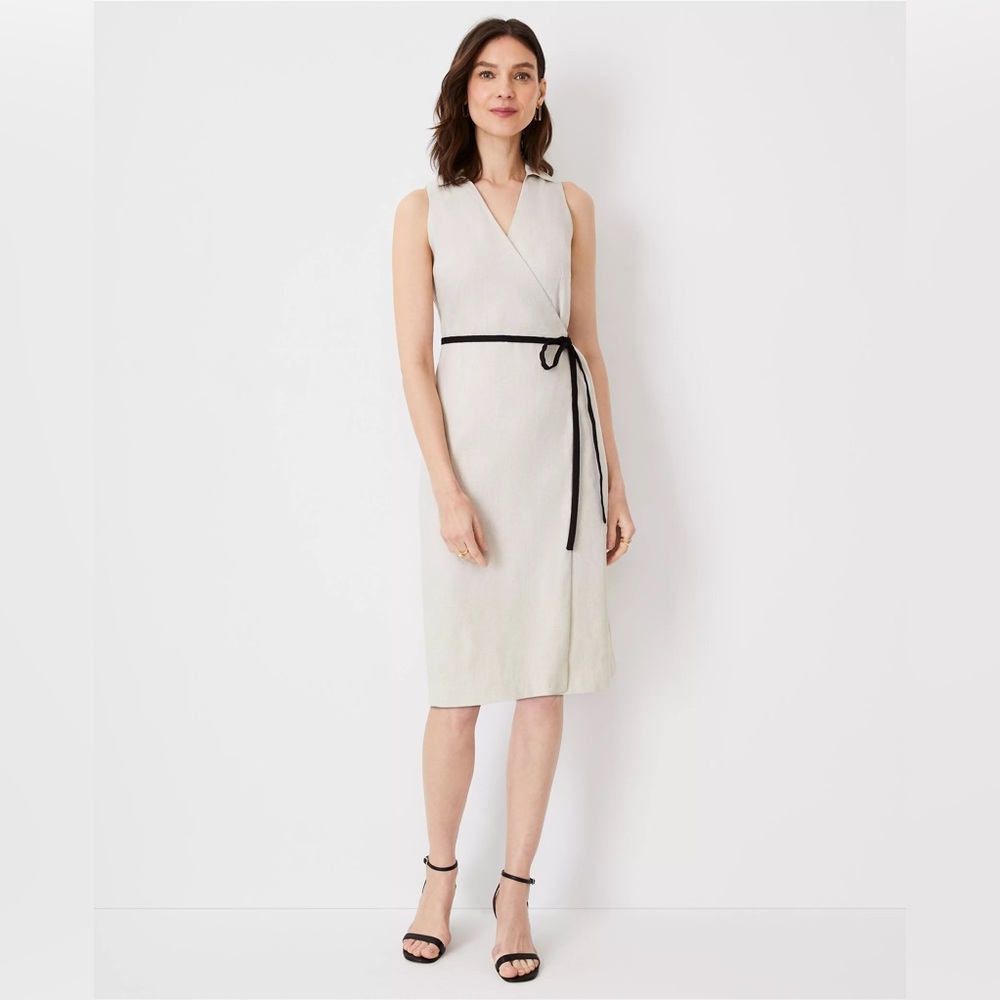 Ann Taylor Linen Sleeveless Wrap Dress